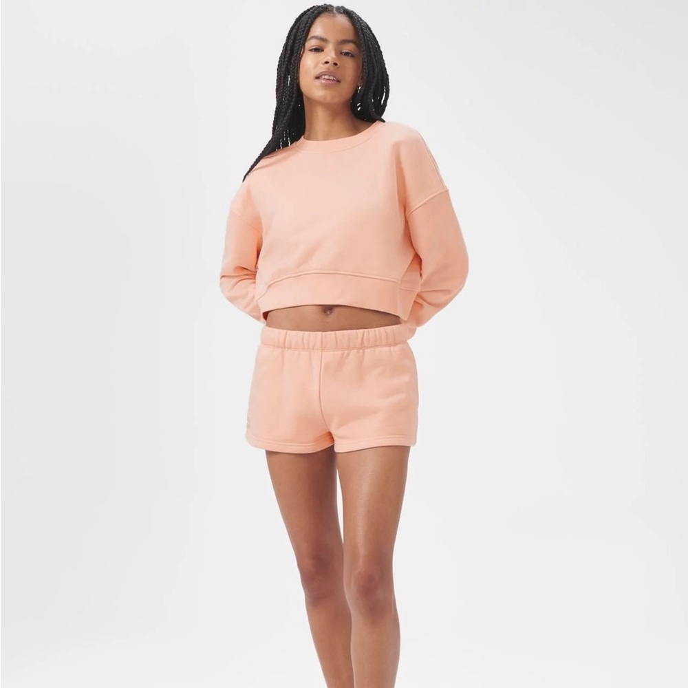 Florence by Mills Cozy Crush Cropped Sweatshirt - Soft Peach